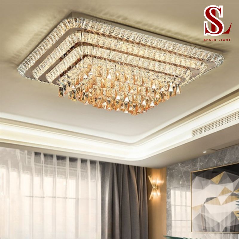 đèn ốp trần pha lê hình chữ nhật sl1037