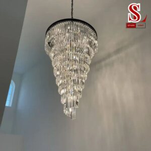 đèn chùm cầu thang pha lê tròn nhiều lớp sl1017