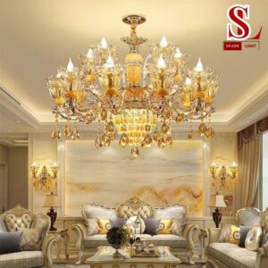 đèn chùm trang trí 15 tay cổ điển pha lê sang trọng sl1001