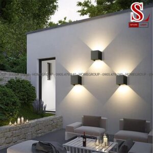 đèn ốp tường ngoài trời thiết kế hộp vuông sl1019