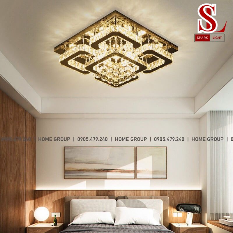 đèn pha lê hình vuông ốp trần sl1073