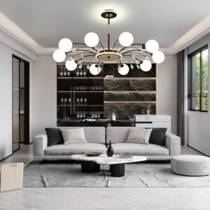 Đèn chùm phòng khách hình cầu 10 bóng st1035