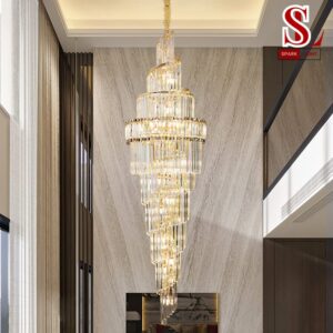 đèn chùm pha lê cầu thang xoắn ốc fl1044