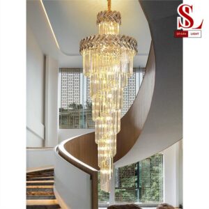 đèn chùm pha lê cầu thang xoắn ốc fl1048