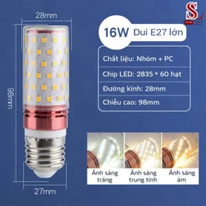 Bóng đèn e27 đuôi xoáy 12w 16w SL9088