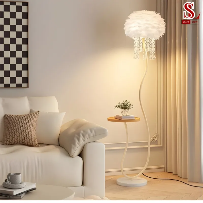 Đèn cây đứng lông vũ phòng khách sofa SL9078 Đèn cây đứng lông vũ phòng khách sofa SL9078 - Ảnh 2