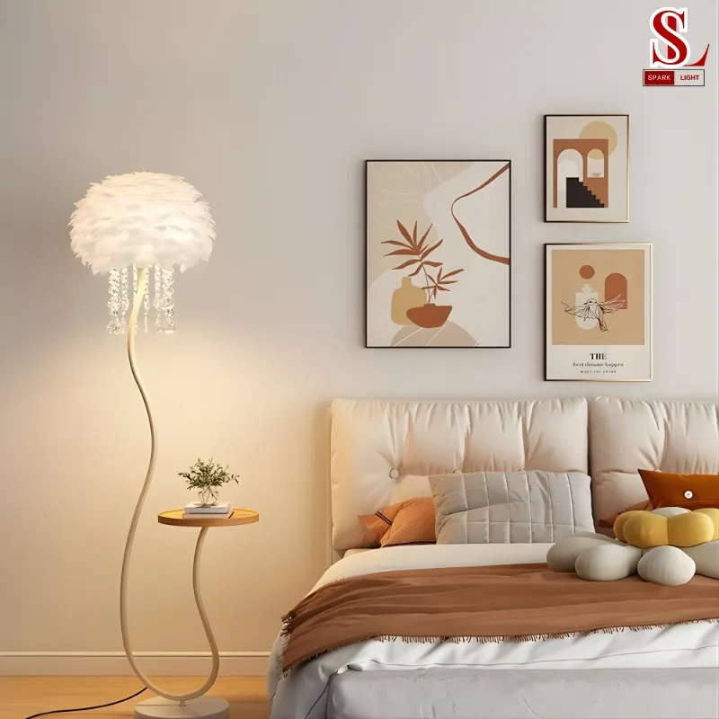 Đèn cây đứng lông vũ phòng khách sofa SL9078 Đèn cây đứng lông vũ phòng khách sofa SL9078 - Ảnh 3