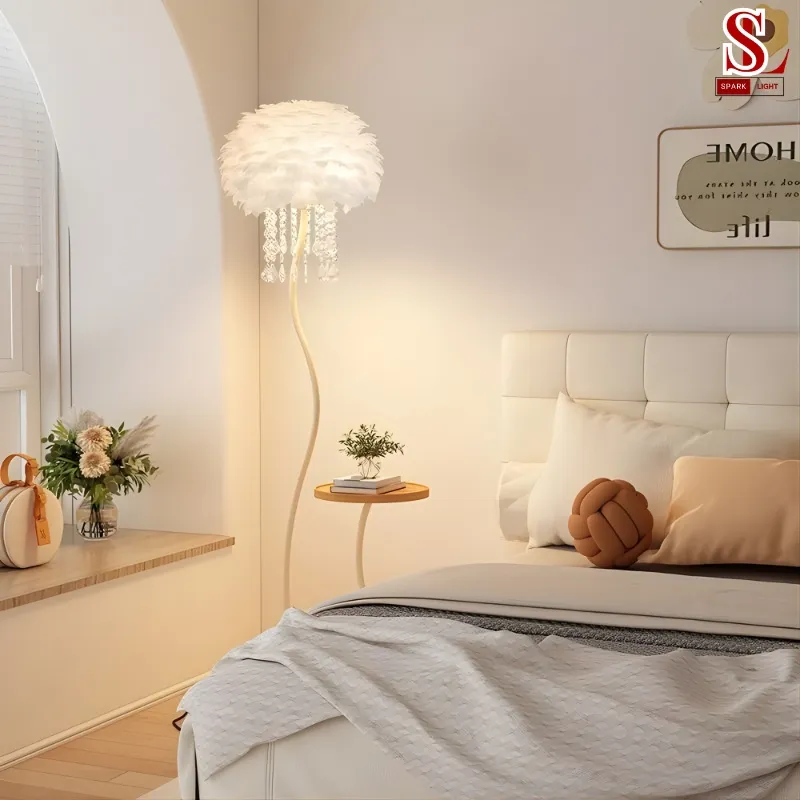Đèn cây đứng lông vũ phòng khách sofa SL9078 Đèn cây đứng lông vũ phòng khách sofa SL9078 - Ảnh 7