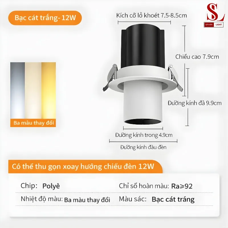 Đèn spotlight âm trần khung kính có thể điều chỉnh SL9034