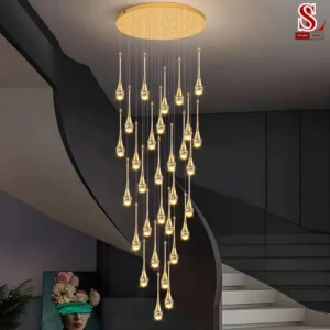 Đèn thả thông tầng hình giọt nước đang rơi pha lê SL9008