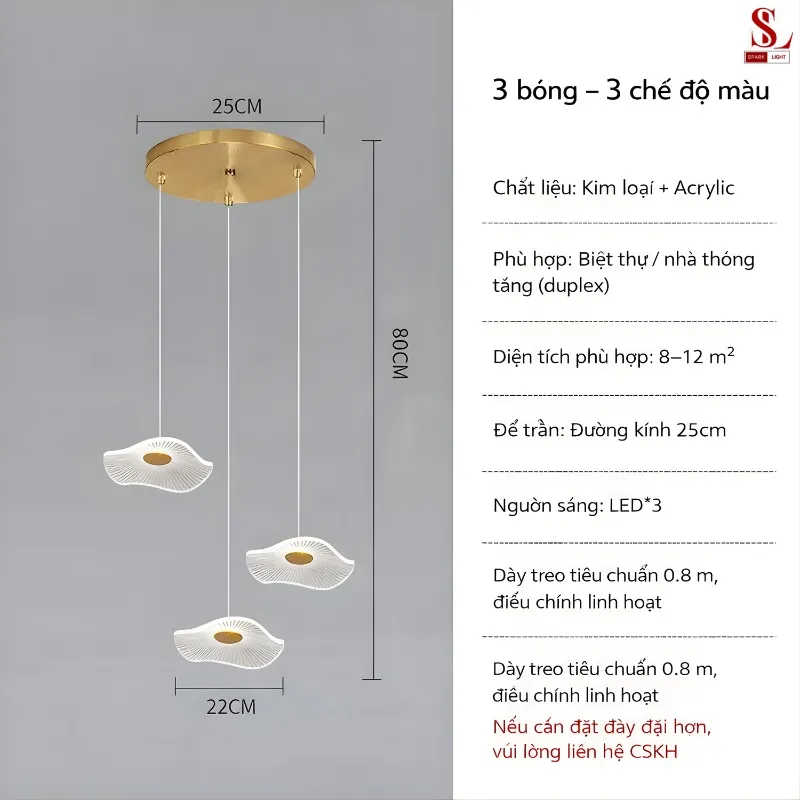 Đèn thả thông tầng hình lá sen SL9010 Đèn thả thông tầng hình lá sen SL9010 - Ảnh 2