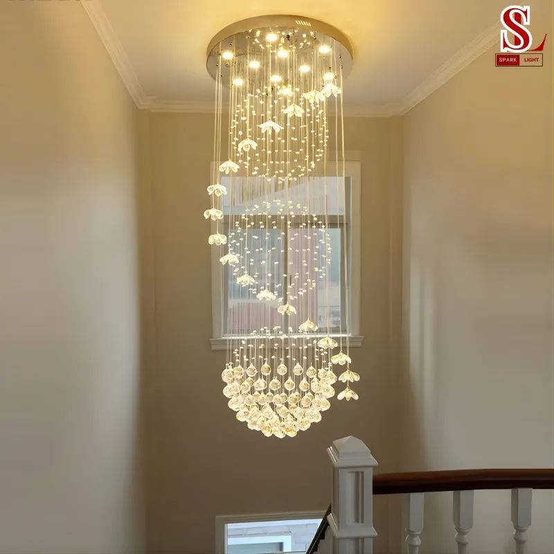 Đèn thả thông tầng pha lê sang trọng SL9098 Đèn thả thông tầng pha lê sang trọng SL9098 - Ảnh 2