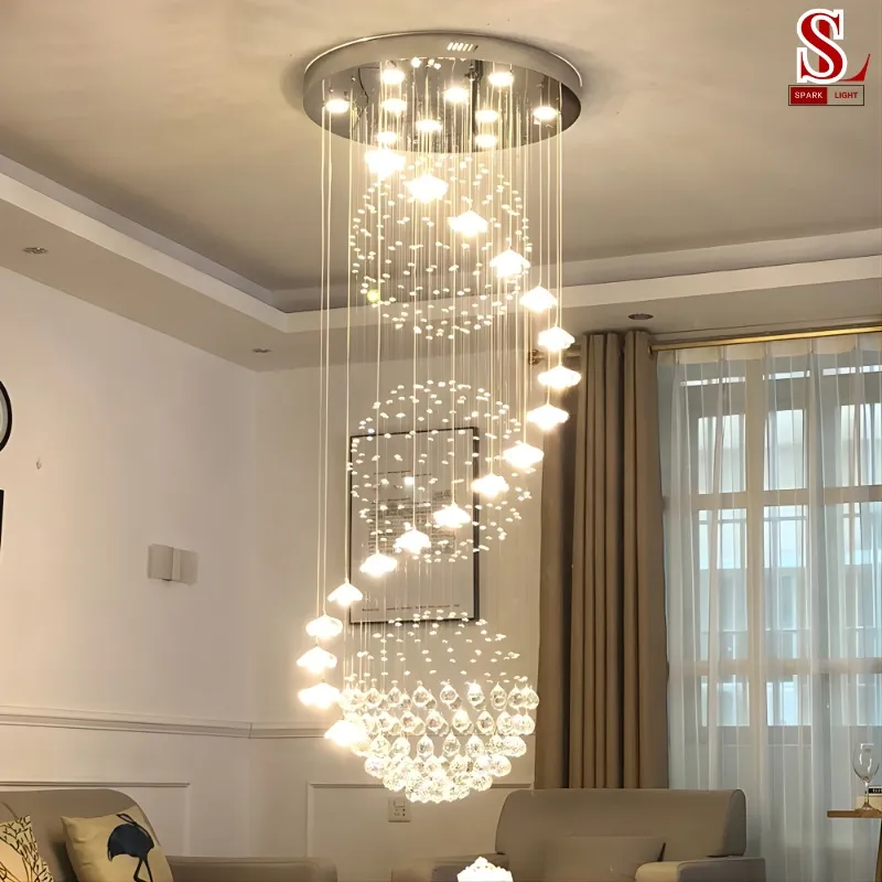 Đèn thả thông tầng pha lê sang trọng SL9098 Đèn thả thông tầng pha lê sang trọng SL9098 - Ảnh 4