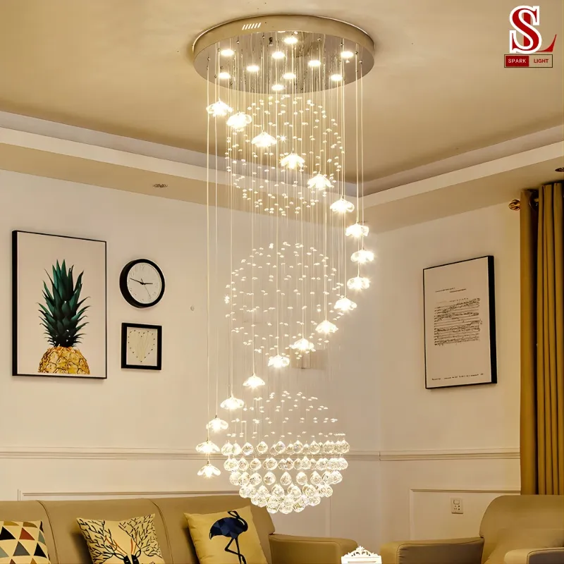 Đèn thả thông tầng pha lê sang trọng SL9098 Đèn thả thông tầng pha lê sang trọng SL9098 - Ảnh 5