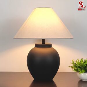 Đèn bàn ngủ gốm nghệ thuật chụp vải zl1086