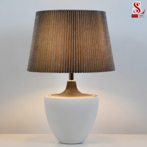 Đèn bàn ngủ gốm nghệ thuật chụp vải zl1089