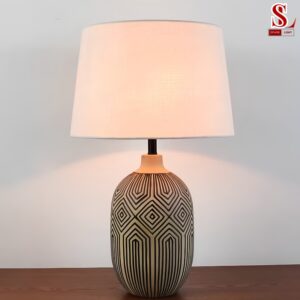 Đèn bàn ngủ gốm nghệ thuật chụp vải zl1094 Đèn bàn ngủ gốm nghệ thuật chụp vải zl1094
