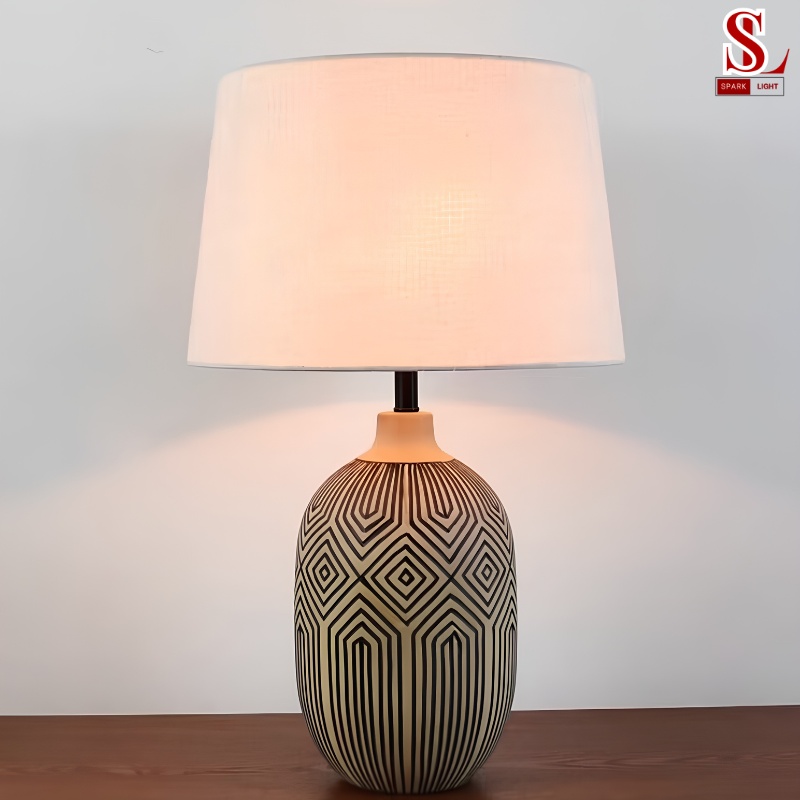 Đèn bàn ngủ gốm nghệ thuật chụp vải zl1094 Đèn bàn ngủ gốm nghệ thuật chụp vải zl1094