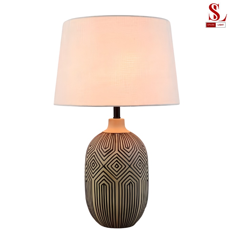 Đèn bàn ngủ gốm nghệ thuật chụp vải zl1094 Đèn bàn ngủ gốm nghệ thuật chụp vải zl1094