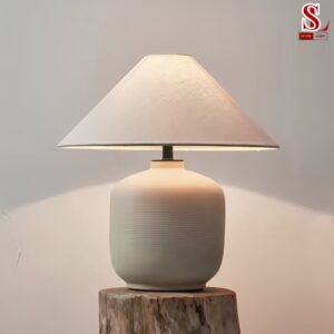 Đèn bàn ngủ gốm nghệ thuật chụp vải zl1102