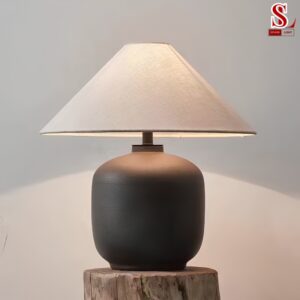 Đèn bàn ngủ gốm nghệ thuật chụp vải zl1103