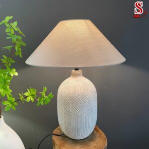 Đèn bàn ngủ gốm nghê thuật chụp vải zl1104