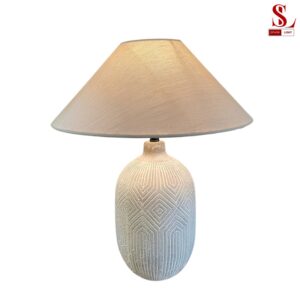 Đèn bàn ngủ gốm nghê thuật chụp vải zl1104