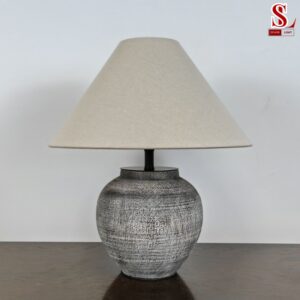 Đèn bàn ngủ gốm nghệ thuật chụp vải zl1106