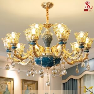 Đèn chùm cổ điển đá cẩm thạch cao cấp zl1112