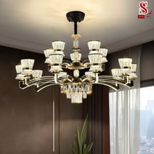 Đèn chùm cổ điển pha lê 15 tay cao cấp zl1124
