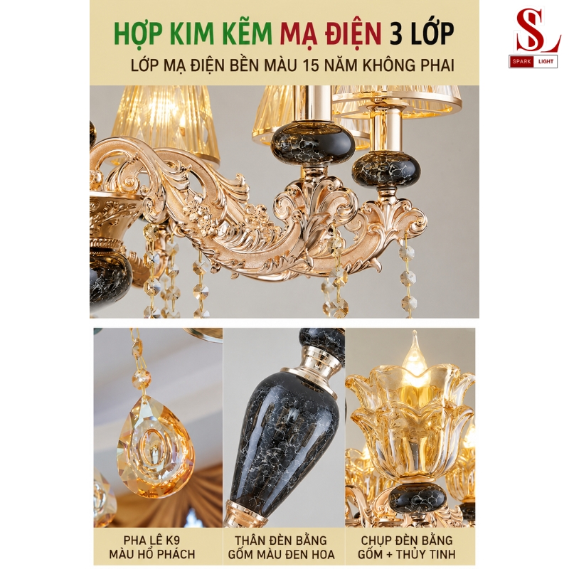 Đèn chùm cổ điển pha lê 15 tay cao cấp zl1122 Đèn chùm cổ điển pha lê 15 tay cao cấp zl1122 - Ảnh 4