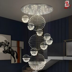 Đèn chùm pha lê thông tầng cầu thang zl1019