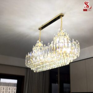 Đèn chùm thả trần pha lê hình chữ nhật zl1048
