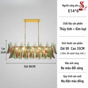 Đèn chùm thả trần pha lê hình chữ nhật zl1058