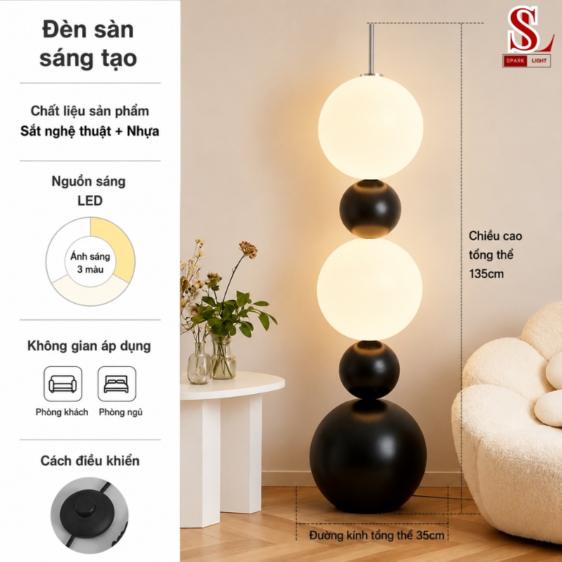 Đèn led cây đứng sofa hình cầu zl1067 Đèn led cây đứng sofa hình cầu zl1067 - Ảnh 6