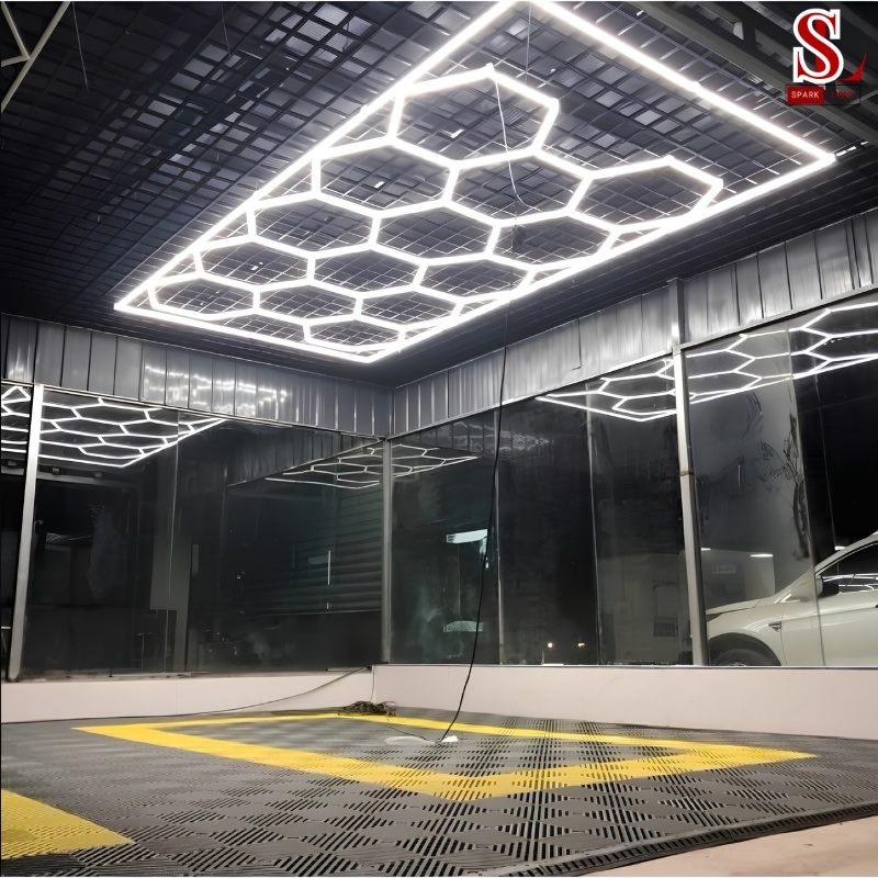đèn led tổ ong lục giác treo trần gara zl1012