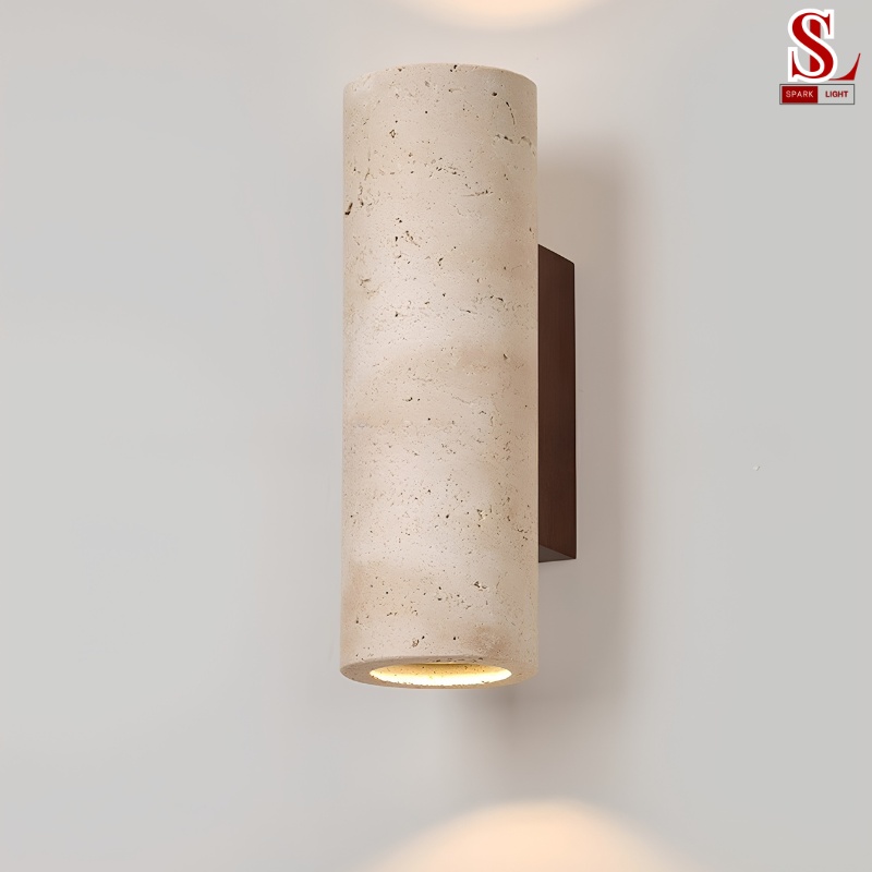 Đèn ốp tường hình trụ 2 đầu đá travertine sl9008