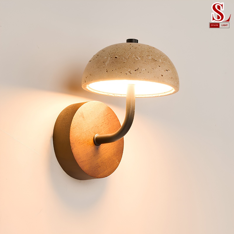 Đèn ốp tường chao đá travertine hình nấm sl9004
