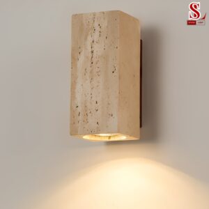 Đèn ốp tường đá travertine hình hộp chữ nhật sl9012