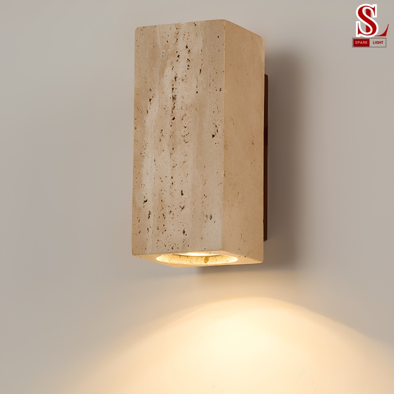 Đèn ốp tường đá travertine hình hộp chữ nhật sl9012