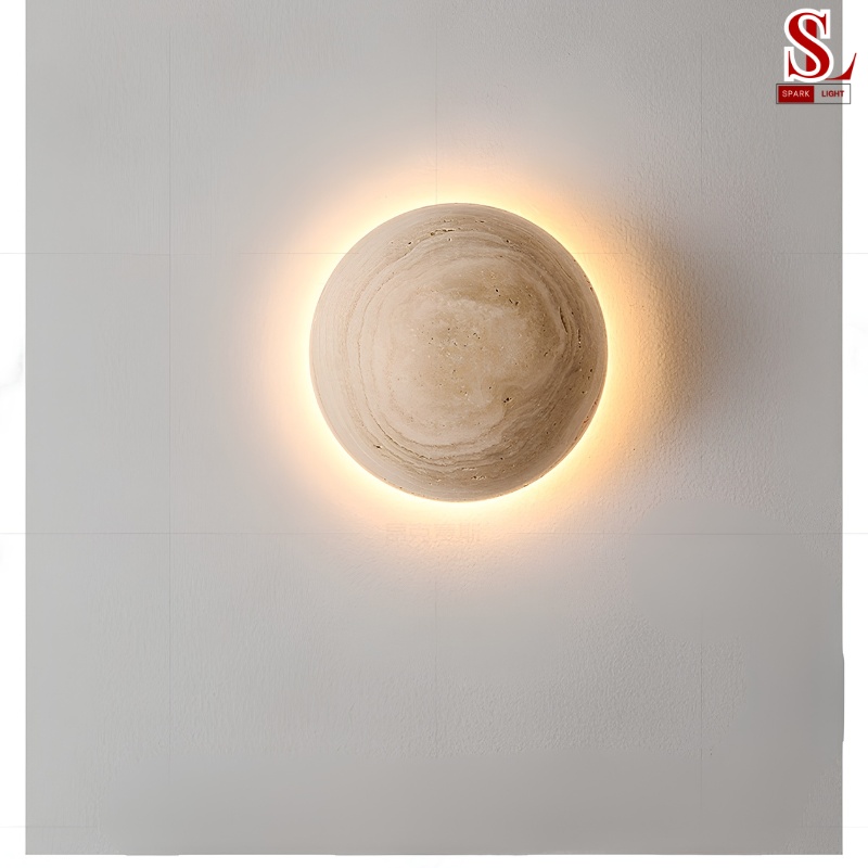 Đèn ốp tường đá travertine nữa hình tròn sl9016