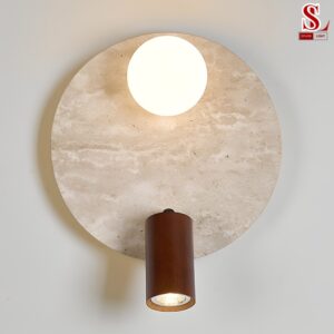 Đèn ốp tường đế đá travertine hình tròn sl9020