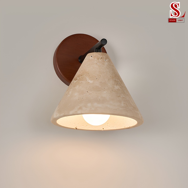 Đèn ốp tường hình nón chao đá travertine sl9005