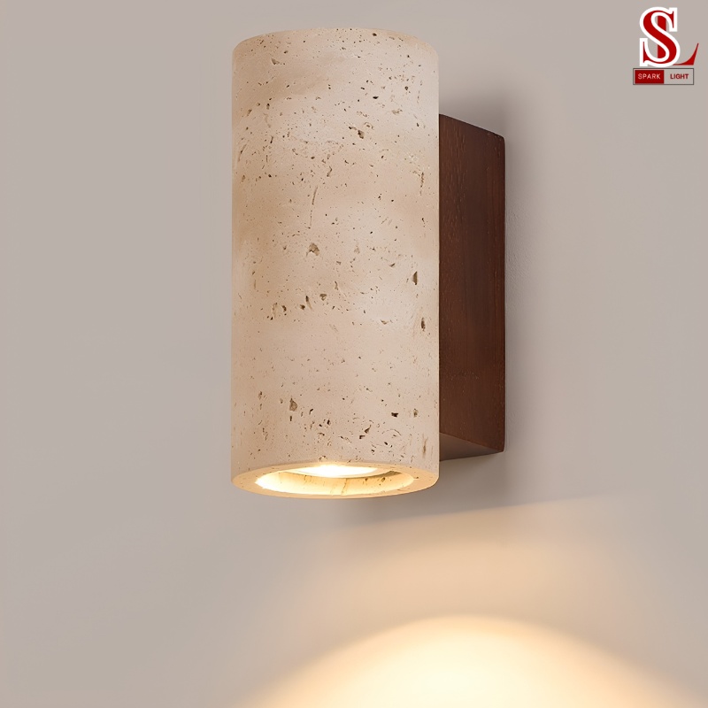 Đèn ốp tường hình trụ đá travertine sl9007