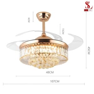 Đèn quạt trần cúp xoè cánh cụp cao cấp zl1051