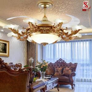 Đèn quạt trần cúp xoè hoàng gia cánh cụp zl1050
