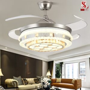 Đèn quạt trần pha lê cúp xoè cao cấp zl1052