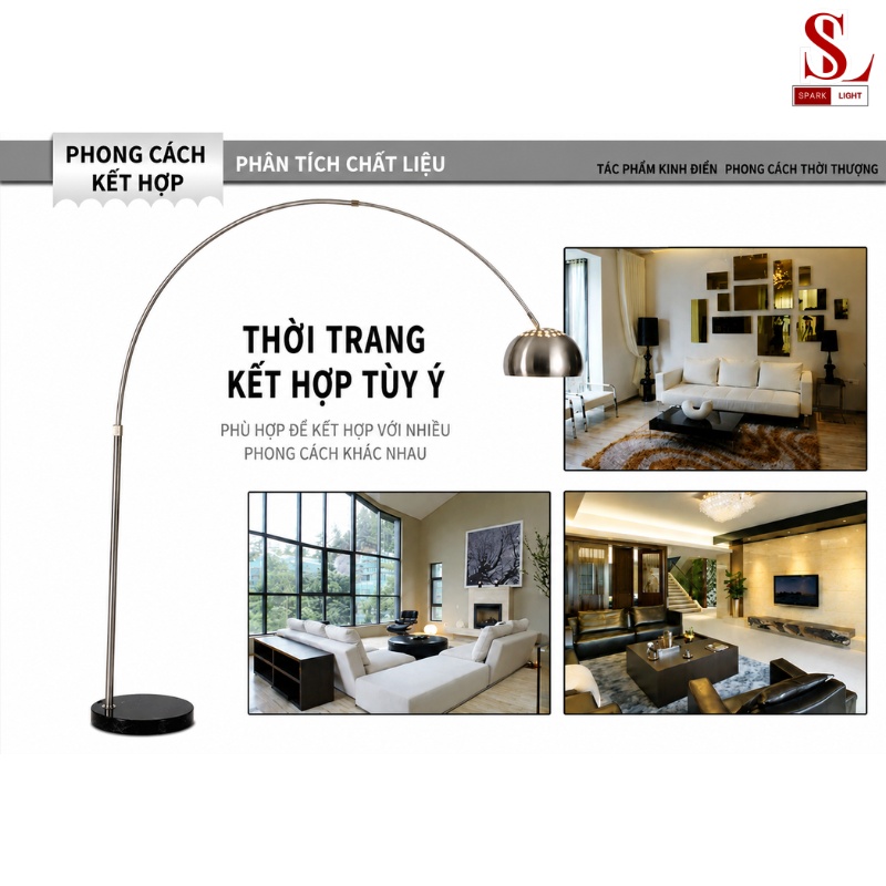 Đèn sàn sofa đọc sách hình vòng cung zl1081