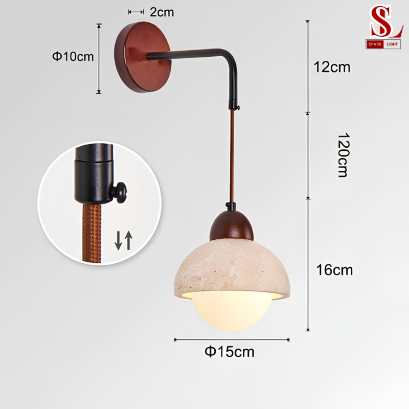 Đèn tường thả dây chao đá travertine sl9001 Đèn tường thả dây chao đá travertine sl9001 - Ảnh 3