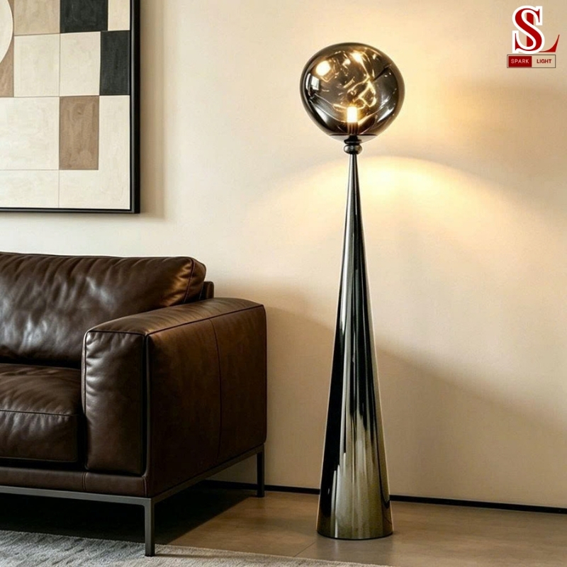 Đèn cây đứng sofa hình cầu thân nón thon dài zl1194